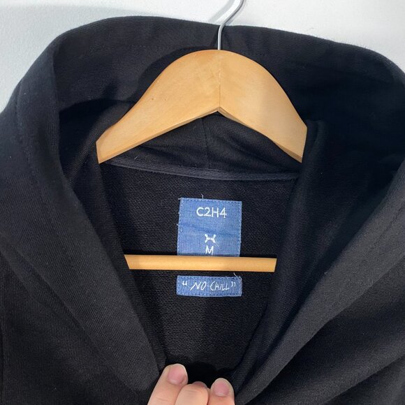 C2H4 Oversized Reconstructed Pullover Hoodie Black / Orange men's size Medium - Picture 4 of 7